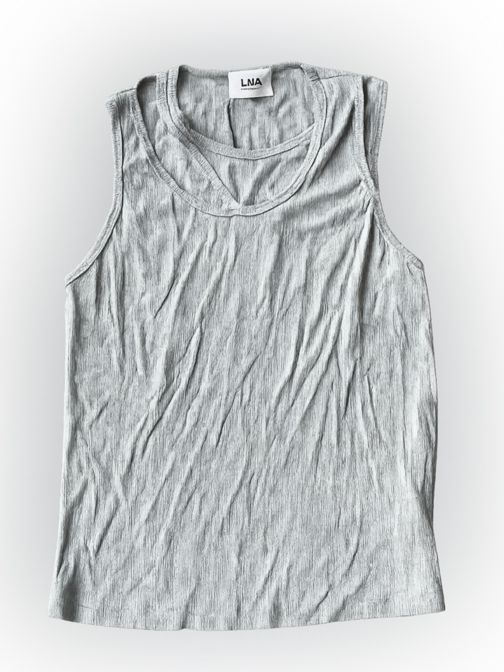 LNA Summer Staple Ribbed Double Neck Tank Top Gray NWT Size Large